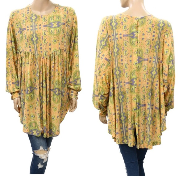 Free People this is it yellow dolman sleeve tunic top shirt size small - Picture 1 of 8